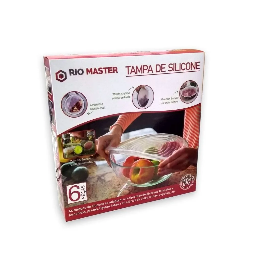 Jogo Tampa de Silicone Elástica 6pçs Transparente - Imagem 3