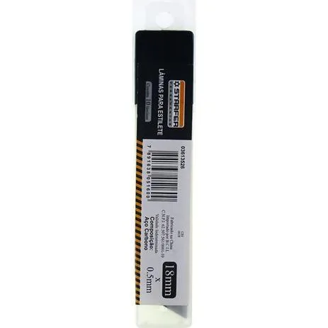Lâmina Para Estilete 10 Unidades 18 x 0,5 mm Starfer