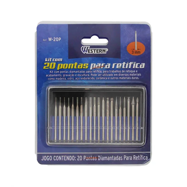 Pontas para Retifica com 20 peças W-20P Western - Imagem 3