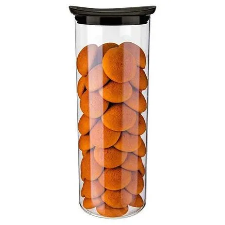 Pote de Vidro Euro Slim com Tampa Plastica Preto 1,7L - Imagem 3